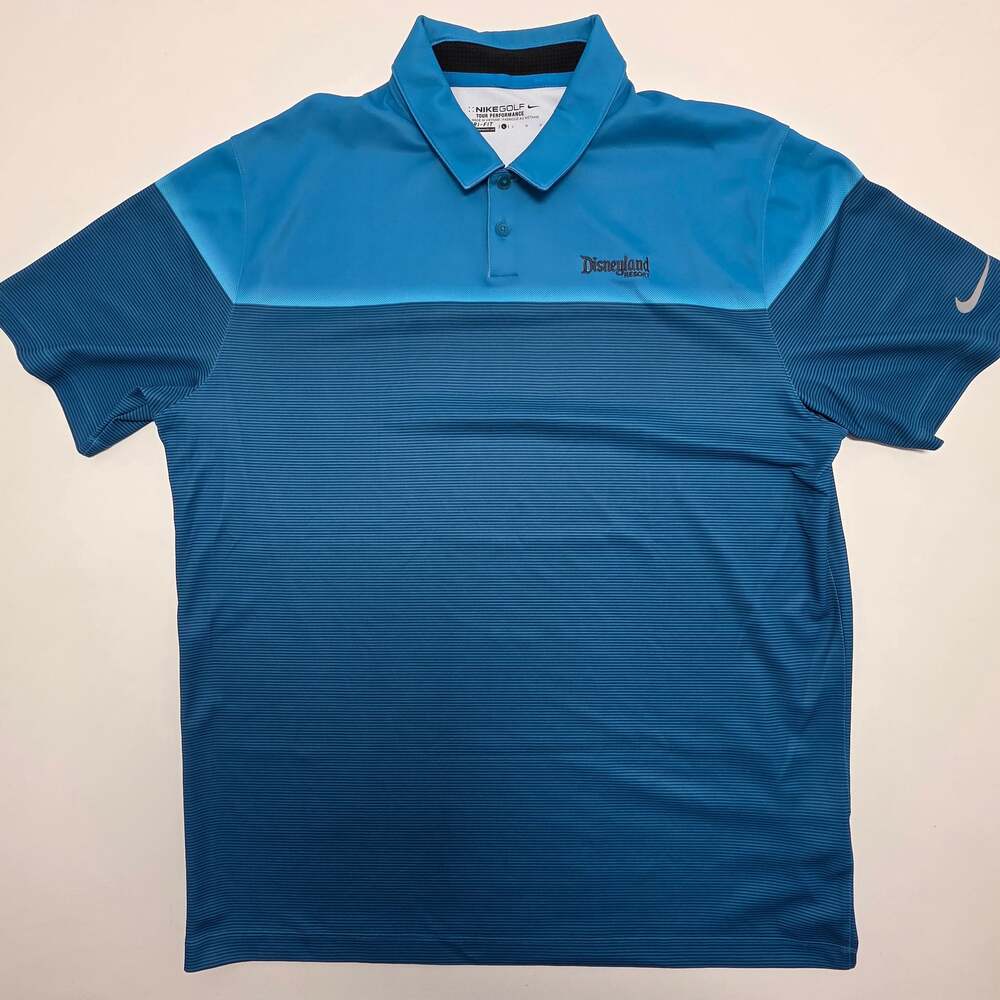 Nike Golf Dri-Fit Disneyland Resort Blue Striped Polo Shirt Men's Large